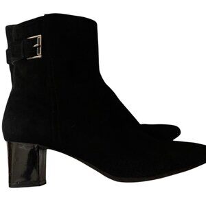 Bandolino Black Suede Leather Upper Ankle Boots Heel & Zipper Size 9.5